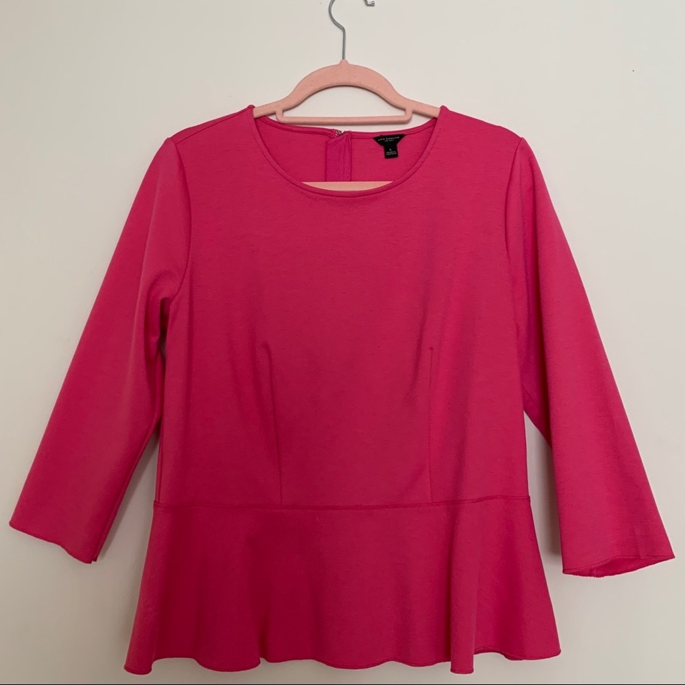 Ann Taylor Pink Peplum Top